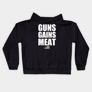 GUNS GAINS MEAT Kids Hoodie